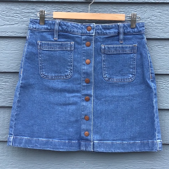 NWOT Madewell Button-Up Patch Pocket Denim Skirt - Picture 2 of 11